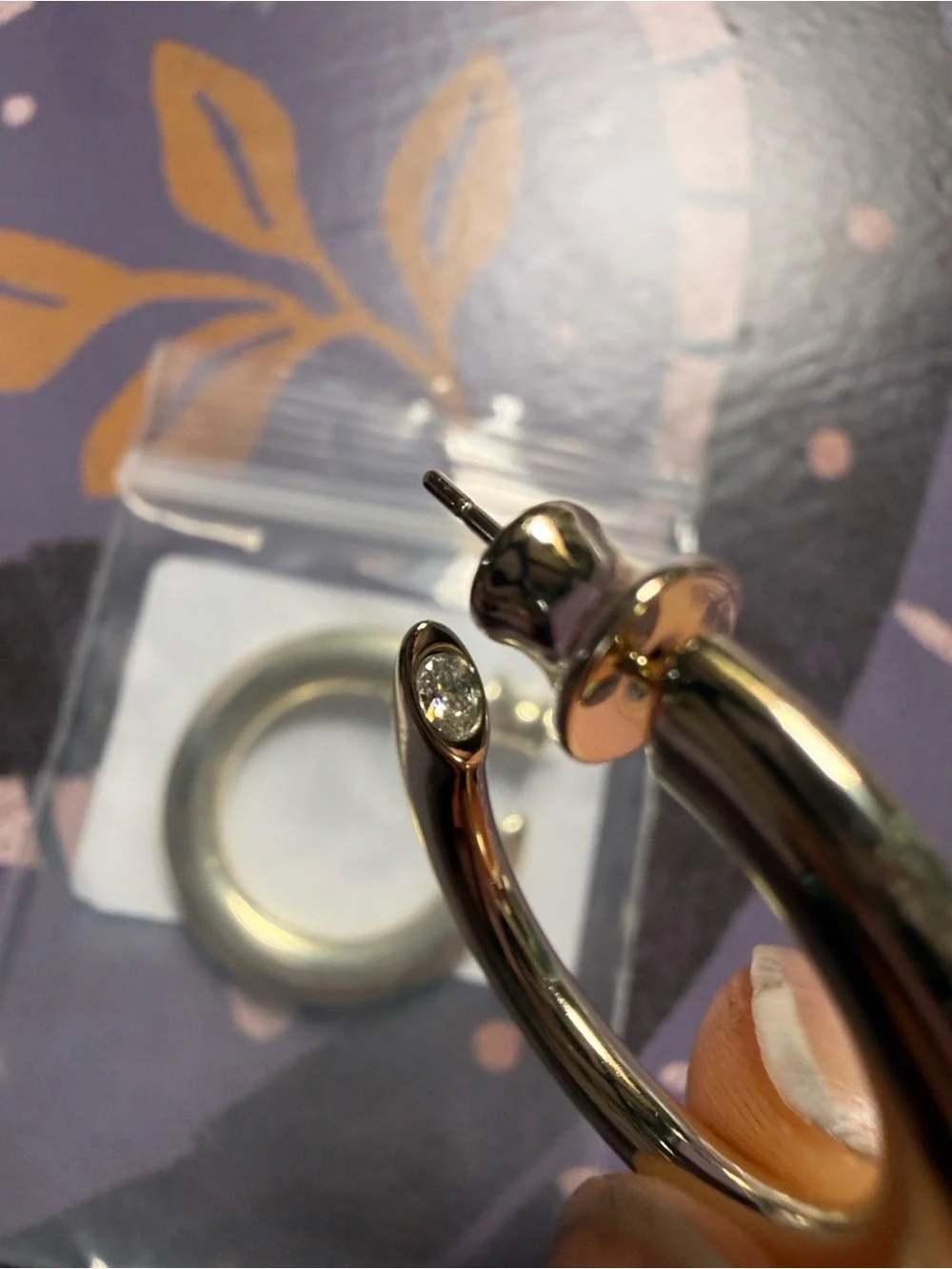 Gold Tone Hoop Earrings with Crystal Accent - Women Jewelry